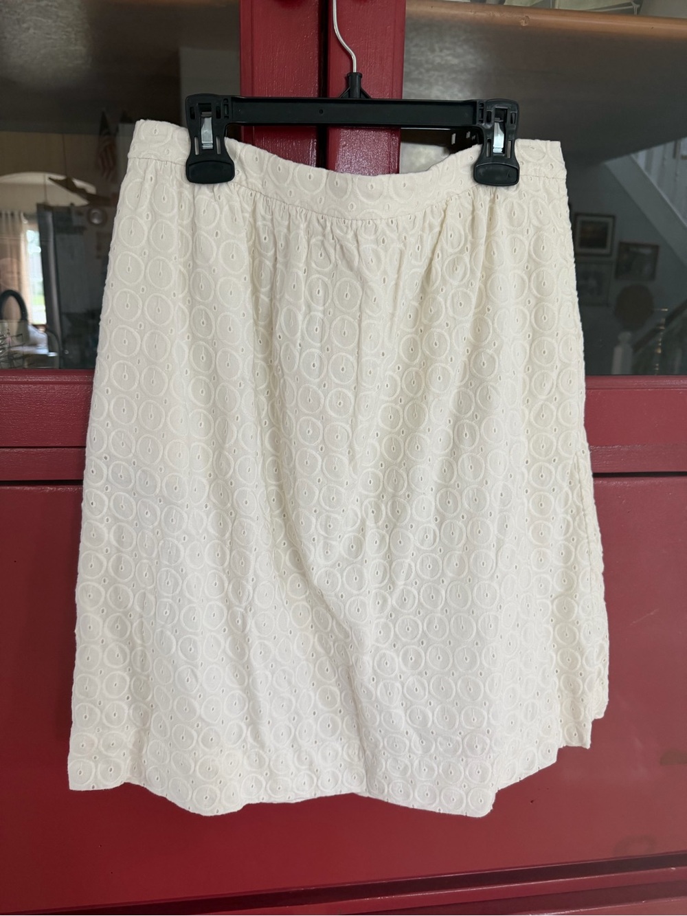 J. Crew Cream Eyelet A-Line Skirt